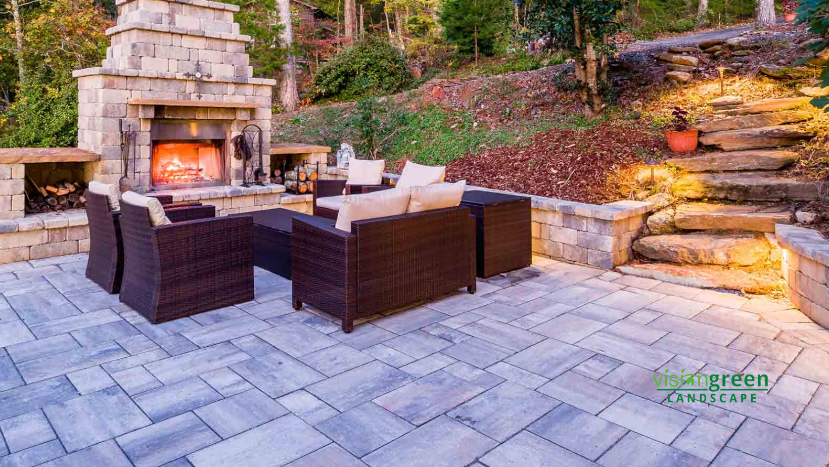 Natural stone paver installation near Charlotte