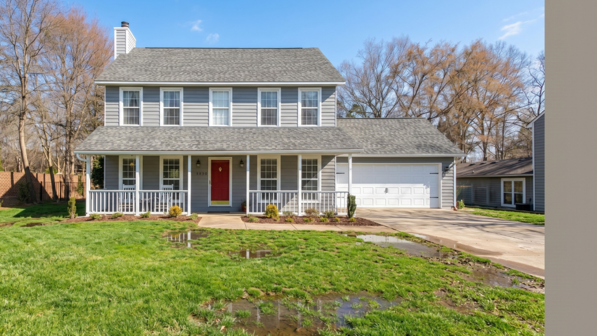 house in charlotte with yard drainage issues