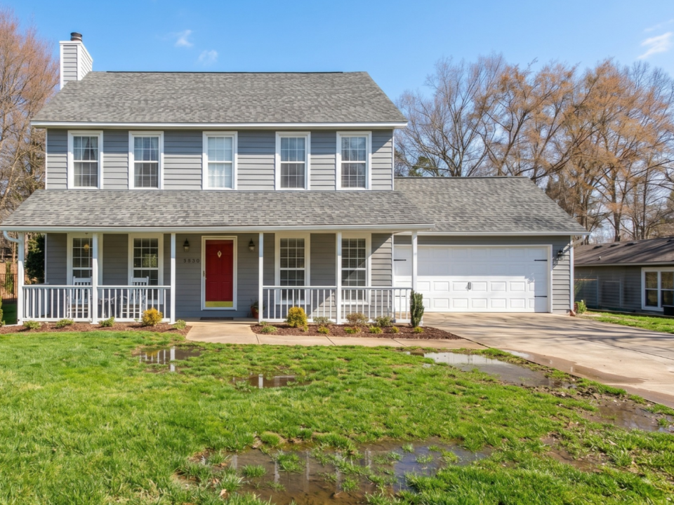 house in charlotte with yard drainage issues